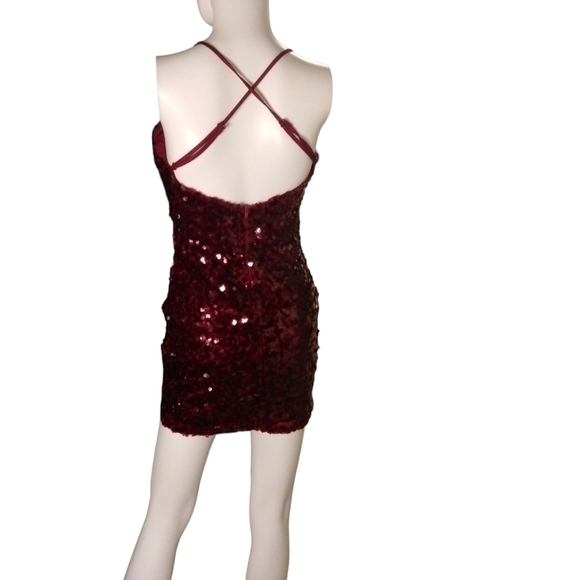 Charlotte Russe Black Cherry Sequin Mini Dress S - Picture 3 of 5